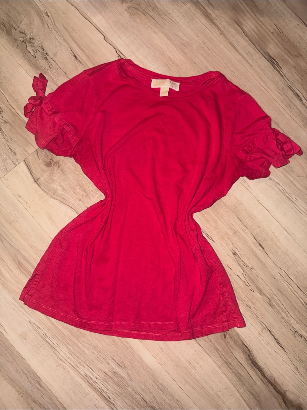 MICHAEL Michael Kors Bright Red Short-Sleeve Tie-Cuff Top